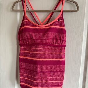 Nike Pink and Coral Striped Women's Tankini Top